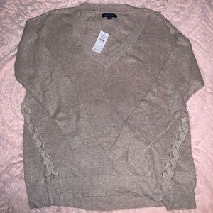 American Eagle Taupe Sweater w/ side details - L